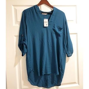 Hi-low turquoise tunic
